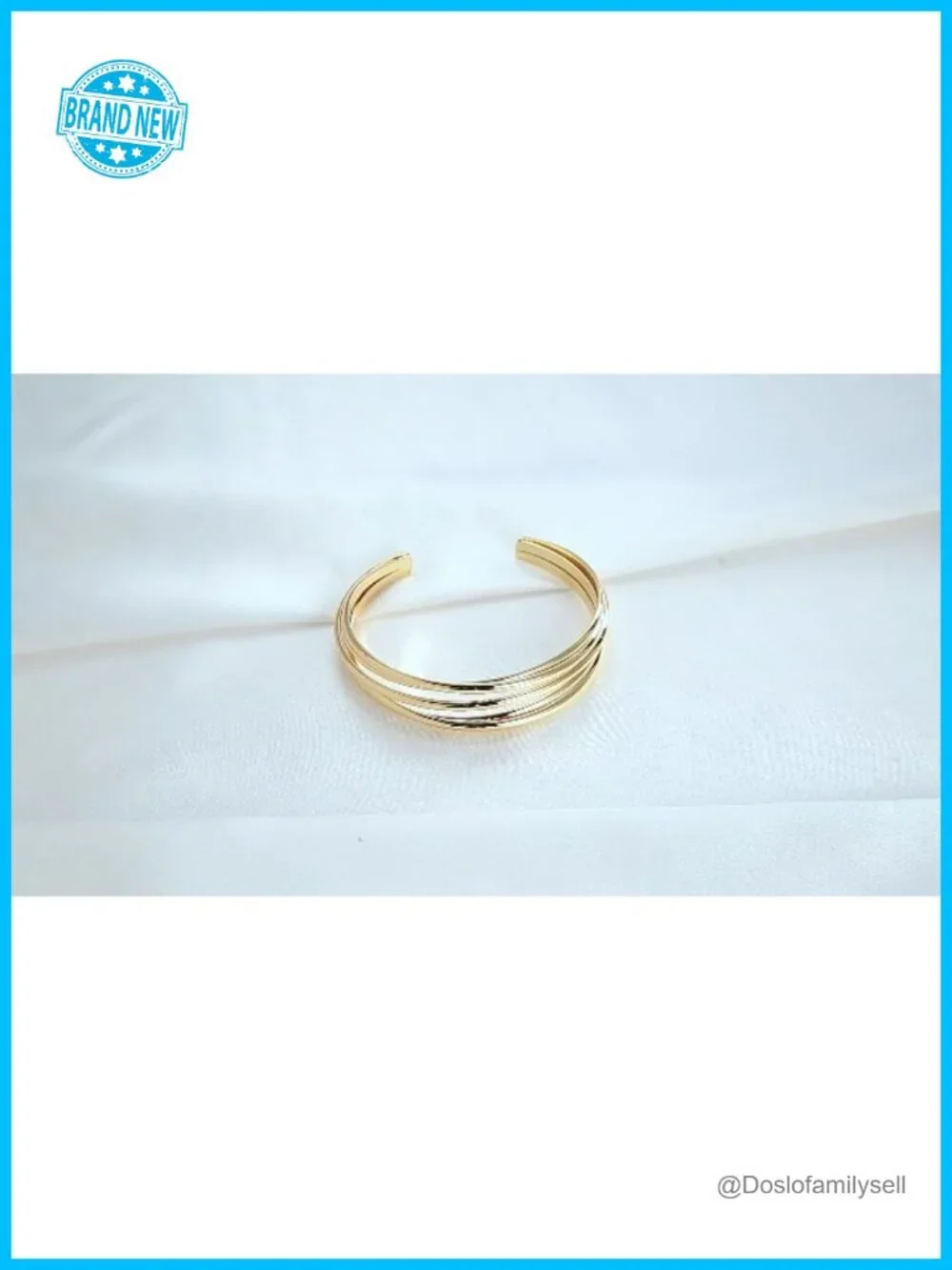 Gold Plated Chunky Multi-layer Cross Wire Open Cuff Bracelet - 18K Gold Finish